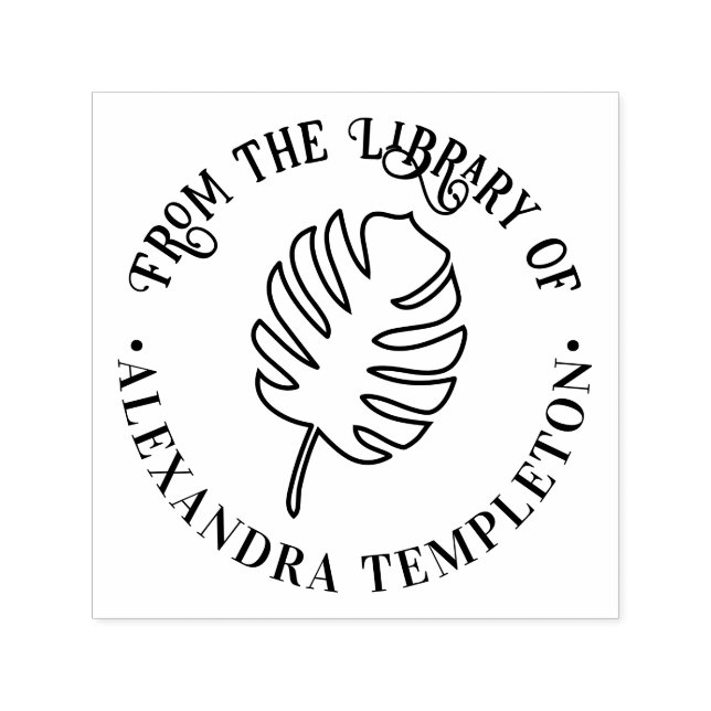 Monstera Leaf B From the Library of Book Name Self-inking Stamp (Design)