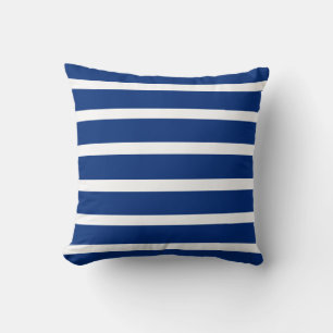 Monstera Leaf Collection Catalina Blue Stripe Throw Pillow