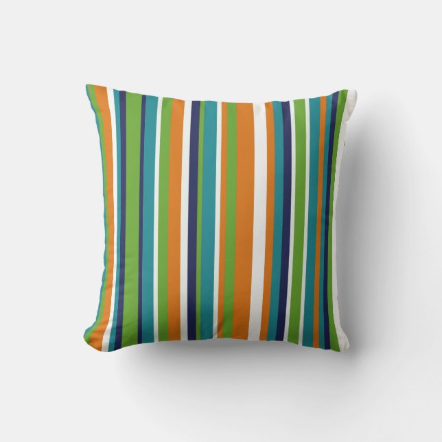 Monstera Leaf Collection Colourful Stripes Throw Pillow (Front)