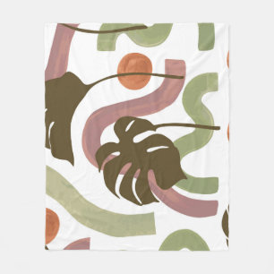 Monstera Leaf: Elegant Watercolor Poster Fleece Blanket