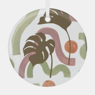 Monstera Leaf: Elegant Watercolor Poster Glass Ornament