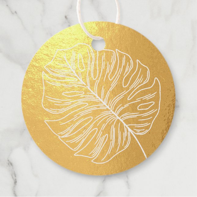 Monstera Leaf Foil Favour Tag (Front)