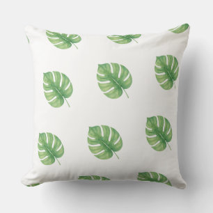 Monstera Leaf Green Design. Throw Pillow