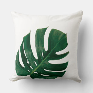 Monstera Leaf island design - Tropical Green Throw Pillow