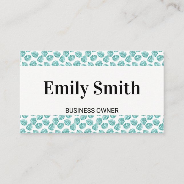 Monstera Leaf Pattern Business Card (Front)