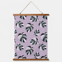Monstera Leaf Pattern - Purple Green Black White