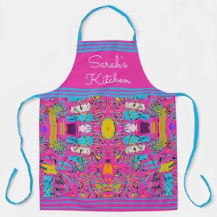 Monstera Leaf Pink Pop Art All-Over Print Apron