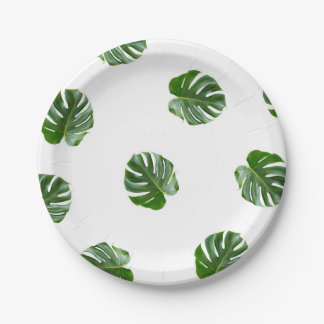 Monstera Leaf Print Tropical Paper Plates