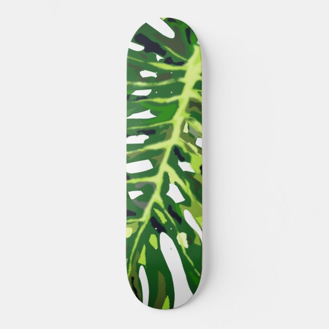 Monstera Leaf Skateboard Green Leaves (Front)