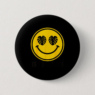 Monstera leaf smile tropical vibes beach summer 2 inch round button