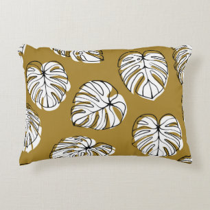Monstera Leaf, Textile Seamless Pattern. Accent Pillow