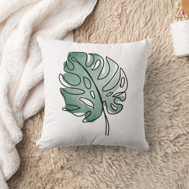 Monstera leaf throw pillow (Blanket)