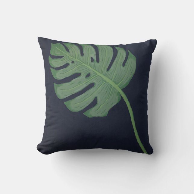 Monstera Leaf Throw Pillow (Front)
