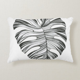 Monstera Leaf: Tropical Natural Element. Accent Pillow