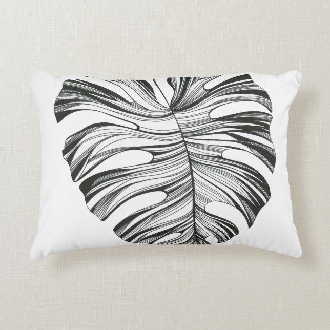 Monstera Leaf: Tropical Natural Element. Accent Pillow (Front)