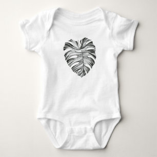 Monstera Leaf: Tropical Natural Element. Baby Bodysuit
