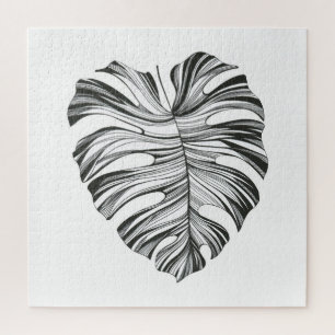 Monstera Leaf: Tropical Natural Element. Jigsaw Puzzle