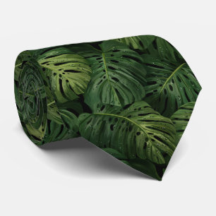 Monstera Leaf Tropical Pattern Tie