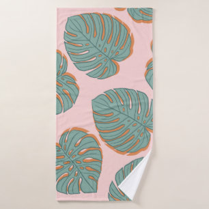 Monstera Leaf: Tropical Vintage Pattern Bath Towel