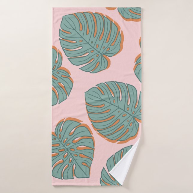 Monstera Leaf: Tropical Vintage Pattern Bath Towel (Bath Towel)