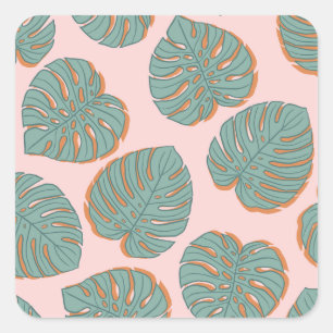 Monstera Leaf: Tropical Vintage Pattern Square Sticker