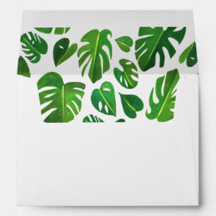 Monstera Leaf Watercolor Pattern Wedding Party  Envelope