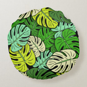 Monstera Leaves #3 Round Pillow