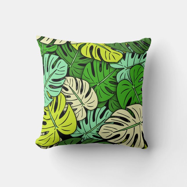 Monstera Leaves #3 Throw Pillow (Front)