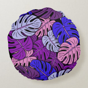 Monstera Leaves #4 Round Pillow