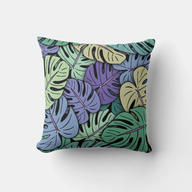 Monstera Leaves #6 Throw Pillow (Front)