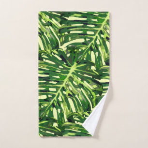 Monstera Leaves Bath Towel Set