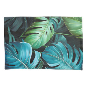 Monstera Leaves Botanical Tropical Jungle Foliage  Pillowcase