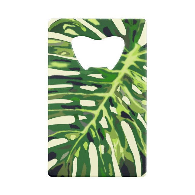 Monstera Leaves Bottle Opener Green Credit Card Bottle Opener (Back)
