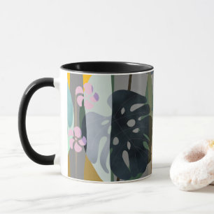 monstera leaves custom name mug