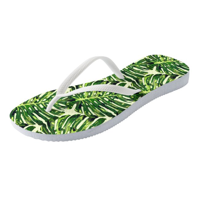 Monstera Leaves Flip Flops (Angled)