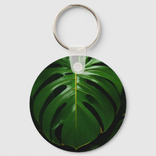 Monstera Leaves Gold Jungle Glamour Keychain