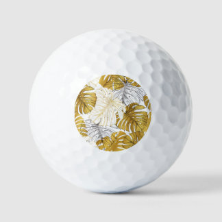 Monstera Leaves: Golden White Golf Balls