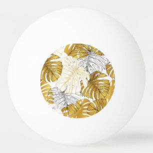 Monstera Leaves: Golden White Ping Pong Ball