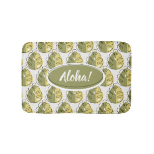 Monstera Leaves - Green Bath Mat
