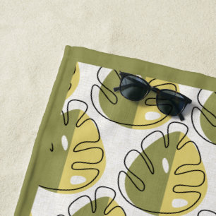 Monstera Leaves - Green Beach Towel