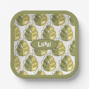 Monstera Leaves – Green Paper Plate