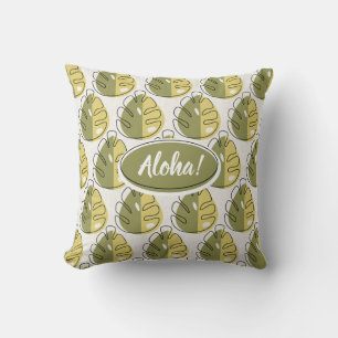 Monstera Leaves - Green Throw Pillow