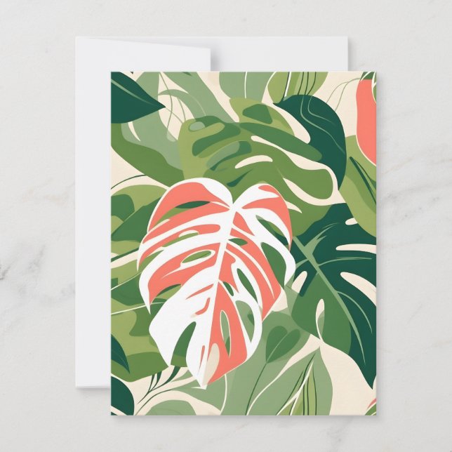Monstera Leaves Holiday Card (Front)