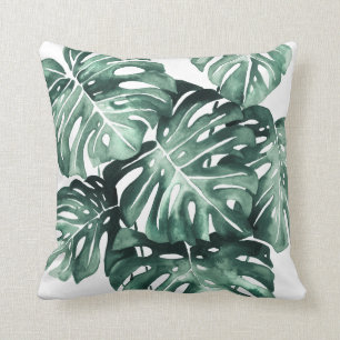 Monstera Leaves Illustration Throw Pillow