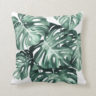 Monstera Leaves Illustration Throw Pillow