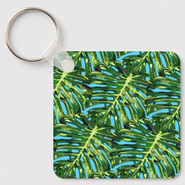 Monstera Leaves Keychain Gift Greenery (Front)