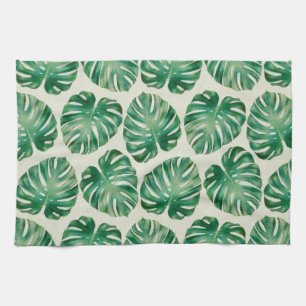 Monstera leaves kitchen towel