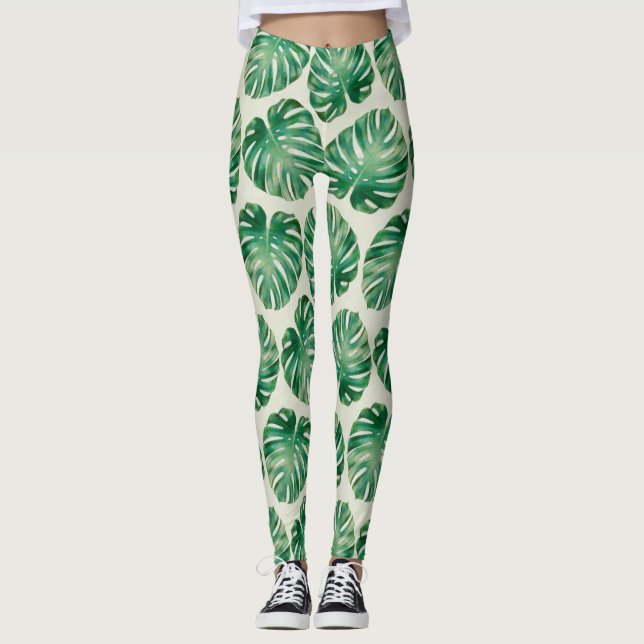 Monstera leaves leggings (Front)