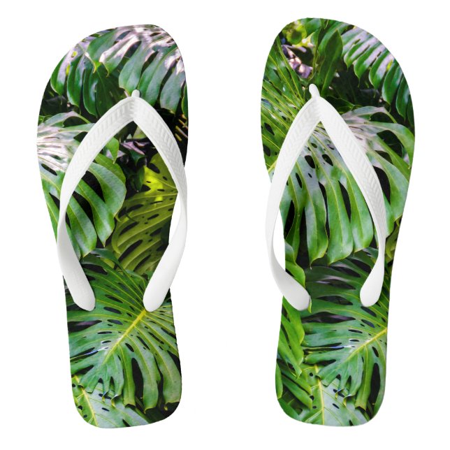 Monstera Leaves, Limahuli Gardens, Kauai, Hawaii Flip Flops (Footbed)