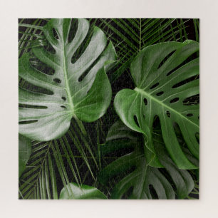 Monstera leaves, luxury tropical layout. jigsaw puzzle